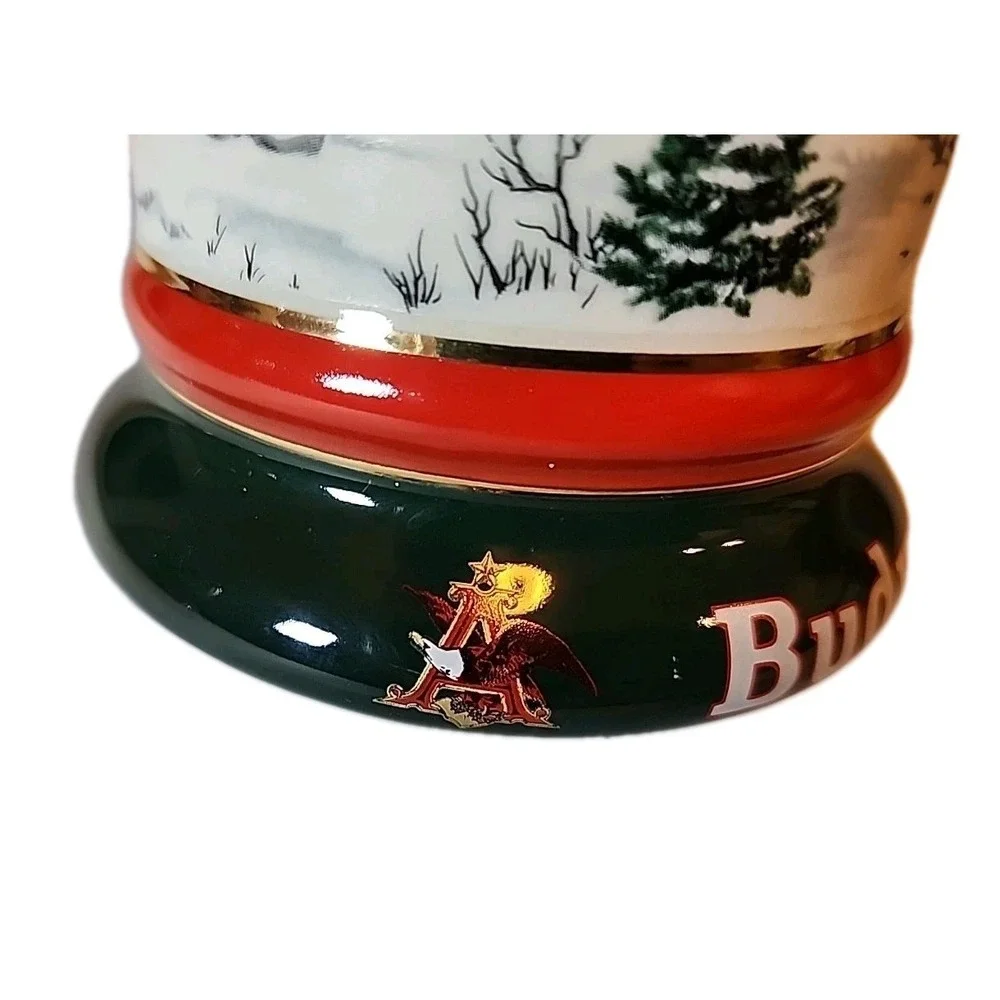 VTG 1991 Budweiser Beer Christmas Stein Mug Clydesdales Ceramarte Retro Dad Gift